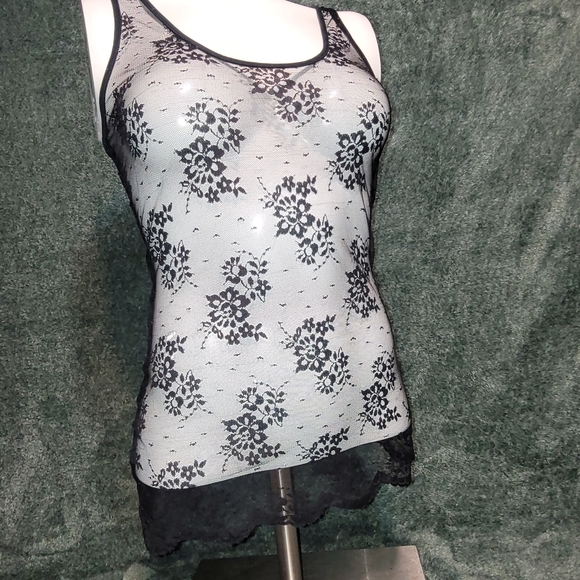 Fredricks of Hollywood Lace Floral Design See-through Tank Top Size Small. - Picture 10 of 12